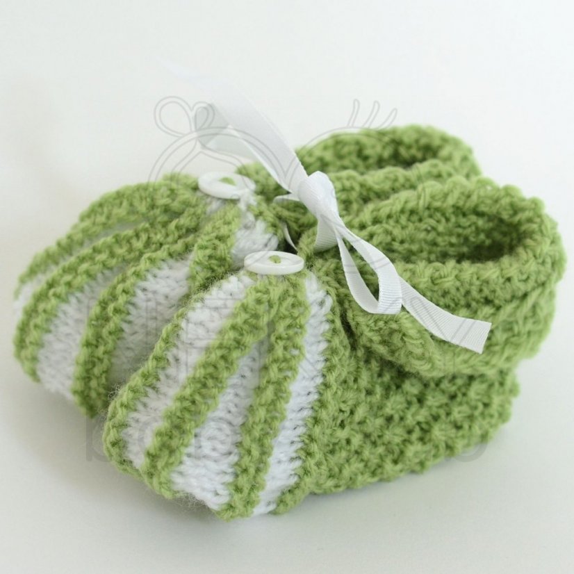 Kojenecké pletené botičky - Barva: botičky zelené