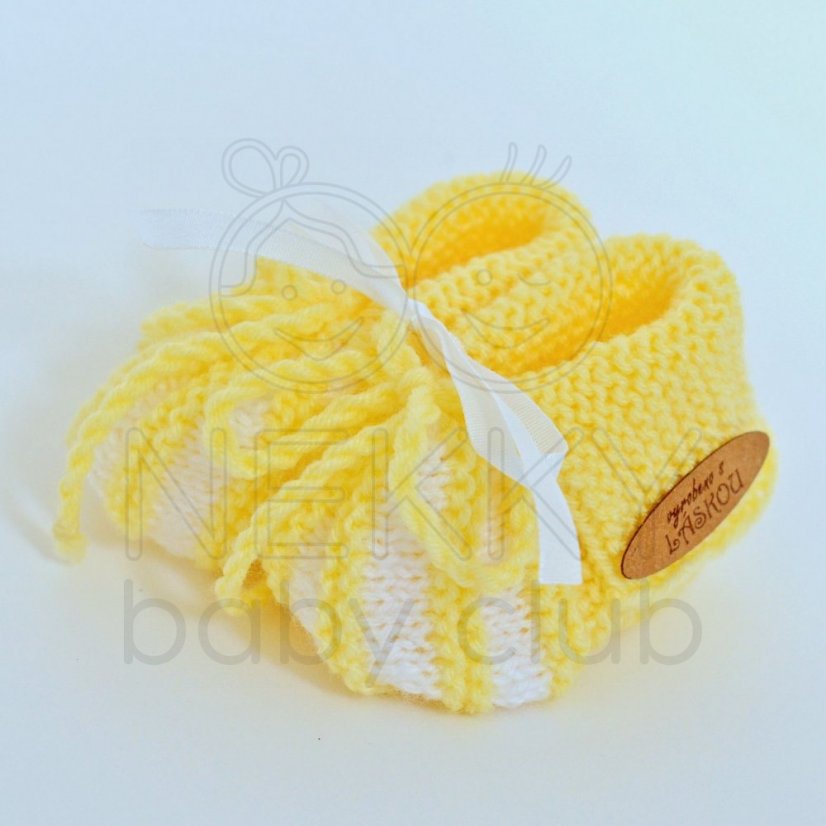 Kojenecké pletené botičky - Barva: botičky žluté