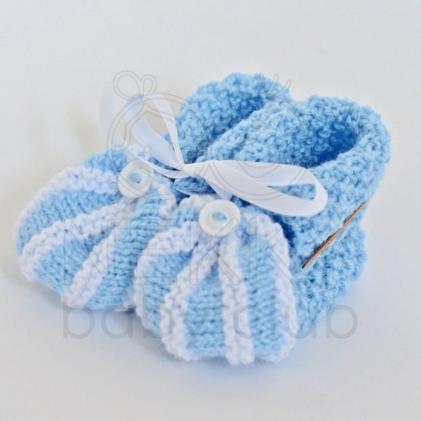 Kojenecké pletené botičky - Barva: botičky modré
